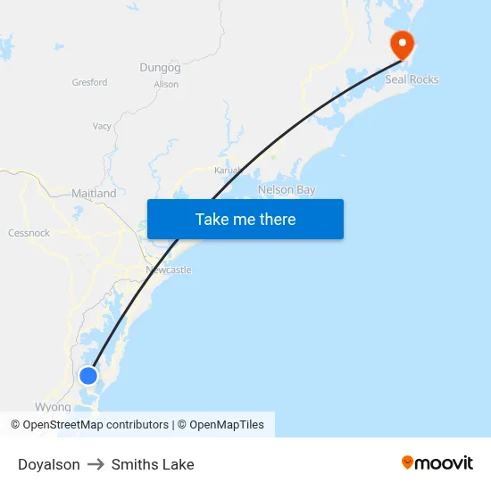 Doyalson to Smiths Lake map