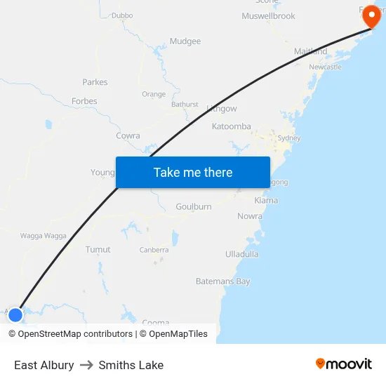 East Albury to Smiths Lake map