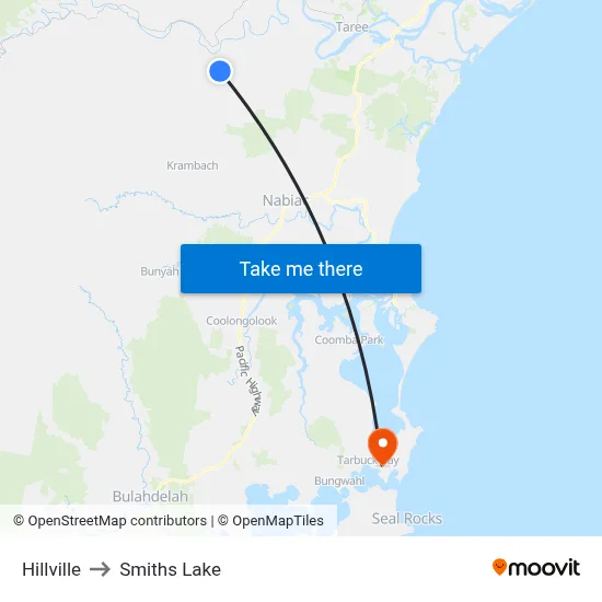 Hillville to Smiths Lake map