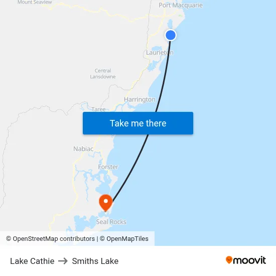 Lake Cathie to Smiths Lake map