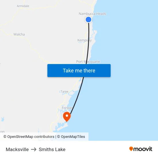 Macksville to Smiths Lake map