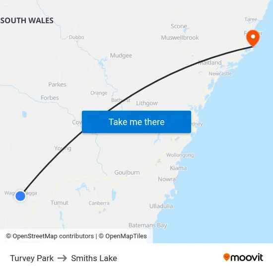 Turvey Park to Smiths Lake map