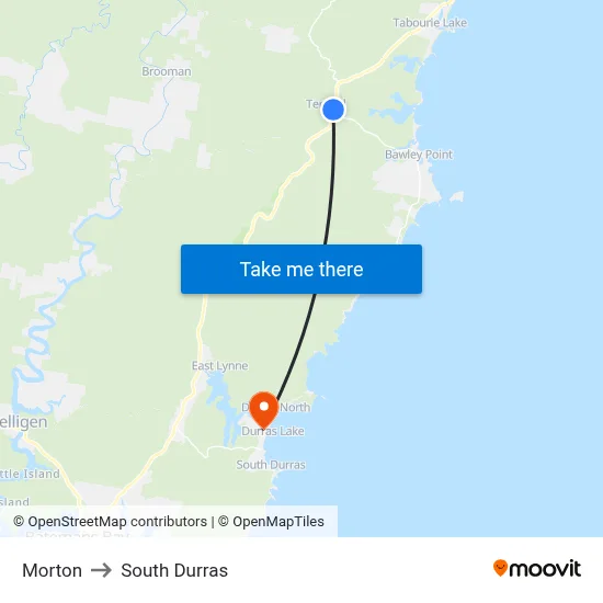 Morton to South Durras map