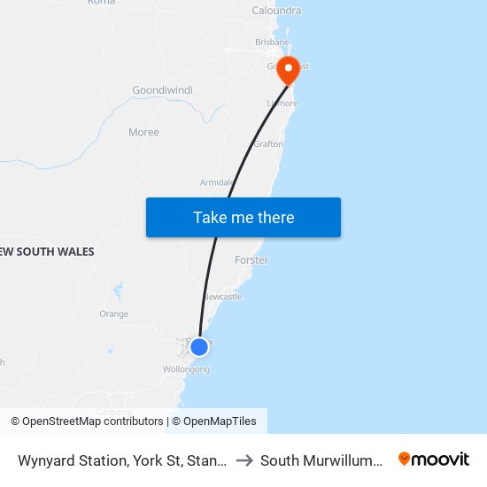 Wynyard Station, York St, Stand G to South Murwillumbah map