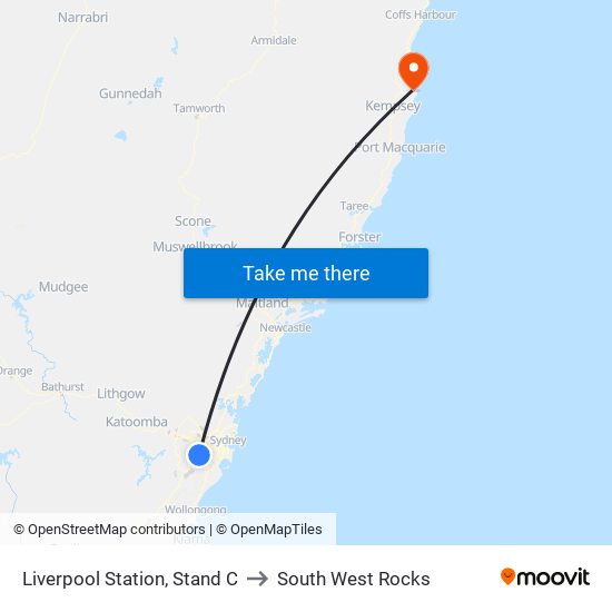 Liverpool Station, Stand C to South West Rocks map