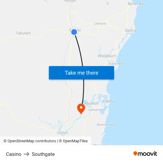 Casino to Southgate map