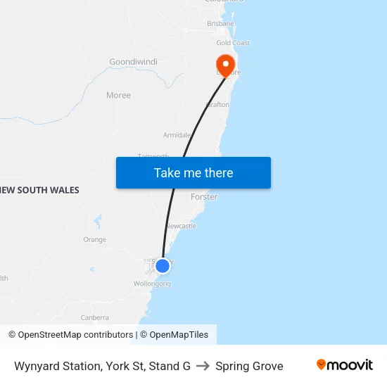 Wynyard Station, York St, Stand G to Spring Grove map