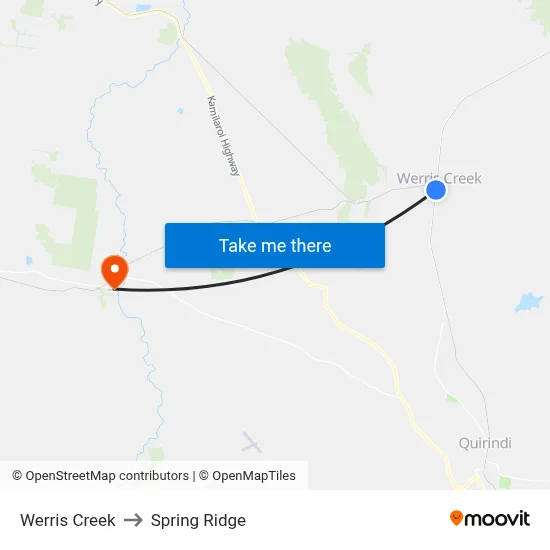 Werris Creek to Spring Ridge map