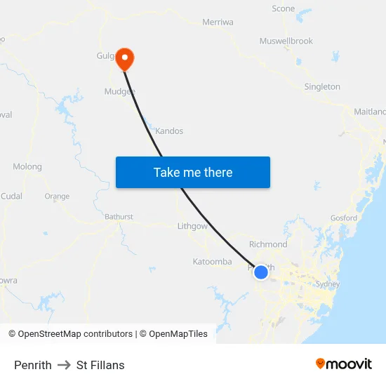 Penrith to St Fillans map