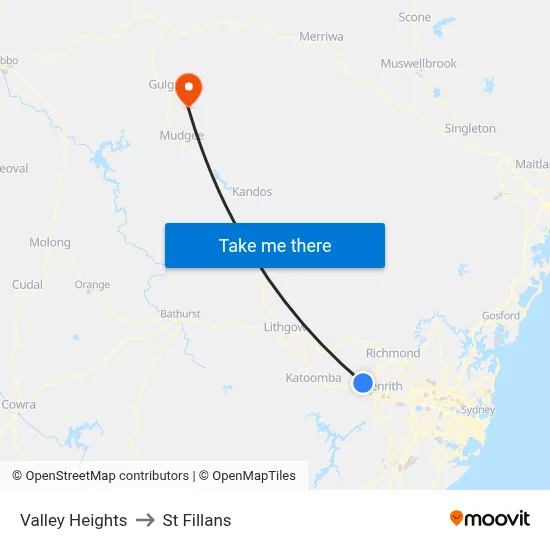 Valley Heights to St Fillans map