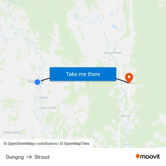Dungog to Stroud map