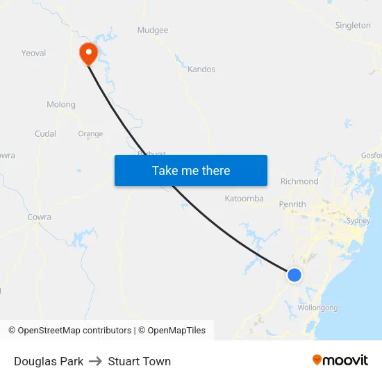Douglas Park to Stuart Town map