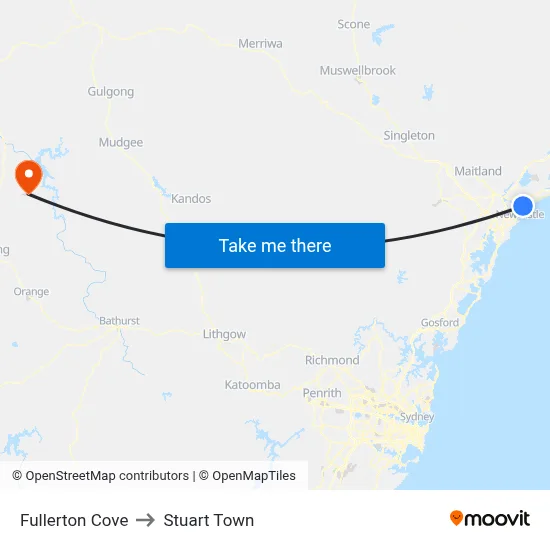 Fullerton Cove to Stuart Town map