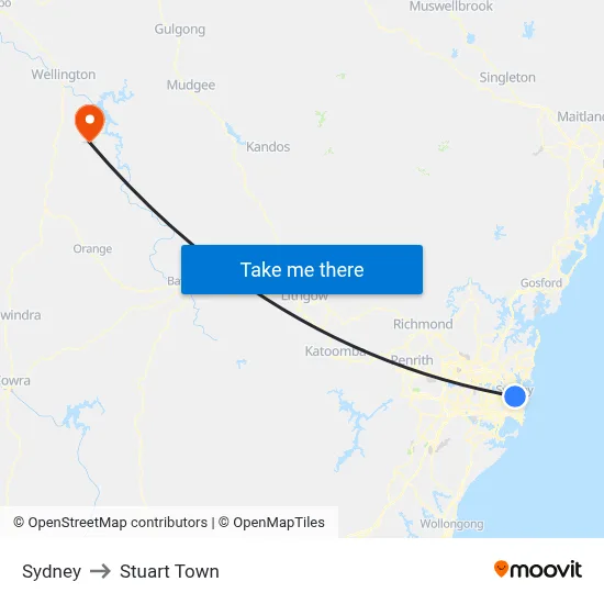Sydney to Stuart Town map