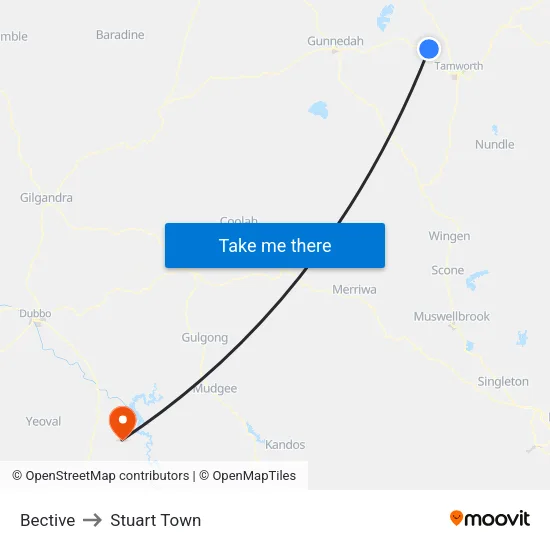 Bective to Stuart Town map
