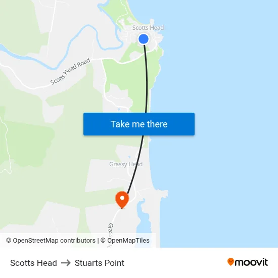 Scotts Head to Stuarts Point map