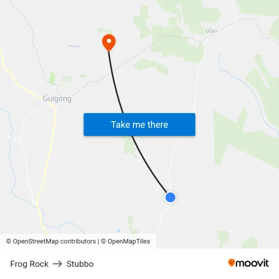 Frog Rock to Stubbo map