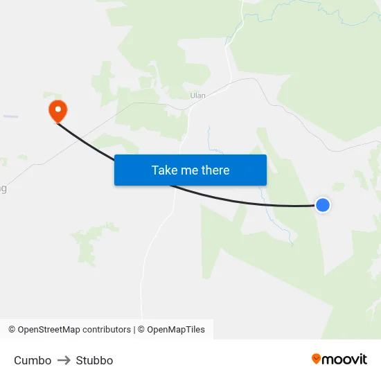 Cumbo to Stubbo map