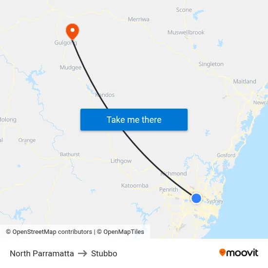 North Parramatta to Stubbo map