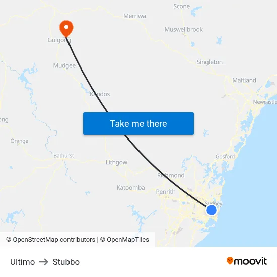 Ultimo to Stubbo map