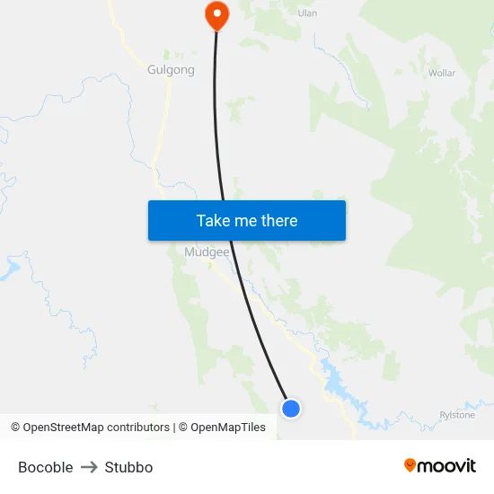 Bocoble to Stubbo map