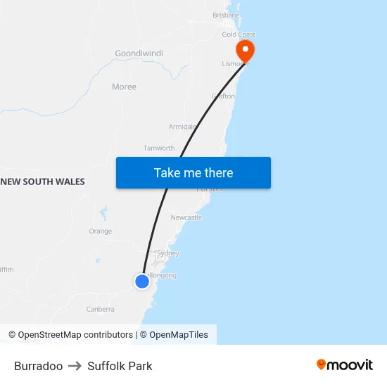 Burradoo to Suffolk Park map