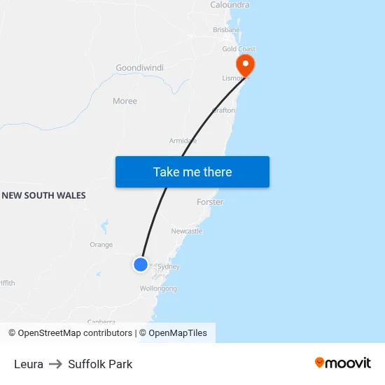 Leura to Suffolk Park map