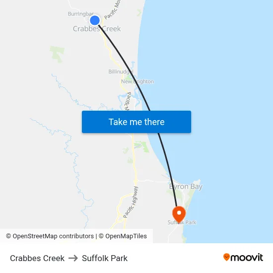 Crabbes Creek to Suffolk Park map