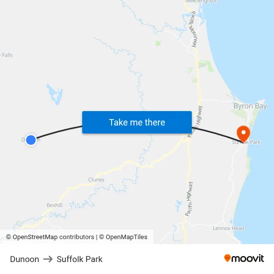 Dunoon to Suffolk Park map