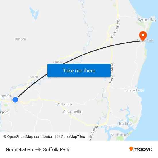 Goonellabah to Suffolk Park map