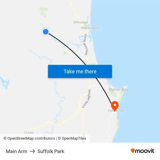 Main Arm to Suffolk Park map