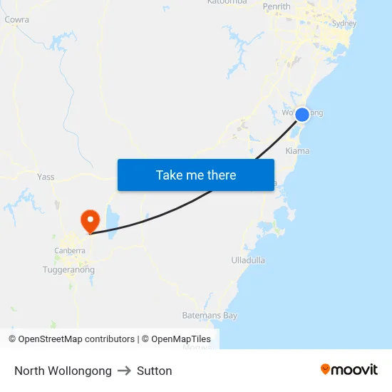 North Wollongong to Sutton map