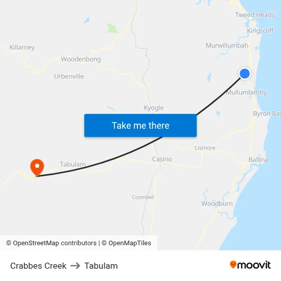 Crabbes Creek to Tabulam map
