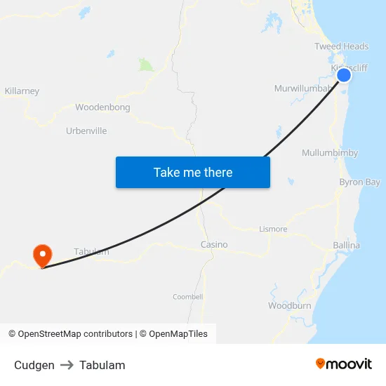 Cudgen to Tabulam map
