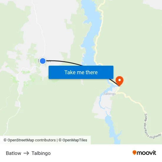 Batlow to Talbingo map