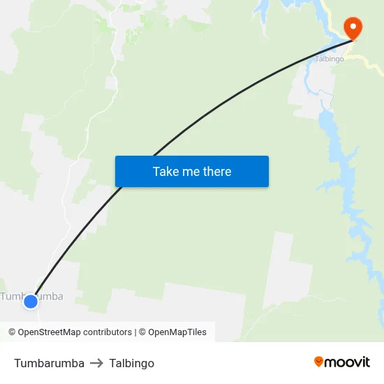 Tumbarumba to Talbingo map