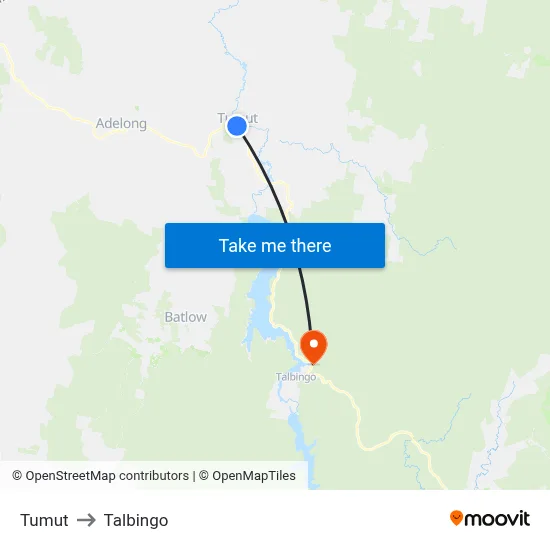 Tumut to Talbingo map