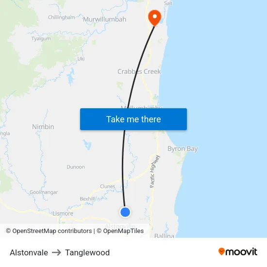 Alstonvale to Tanglewood map