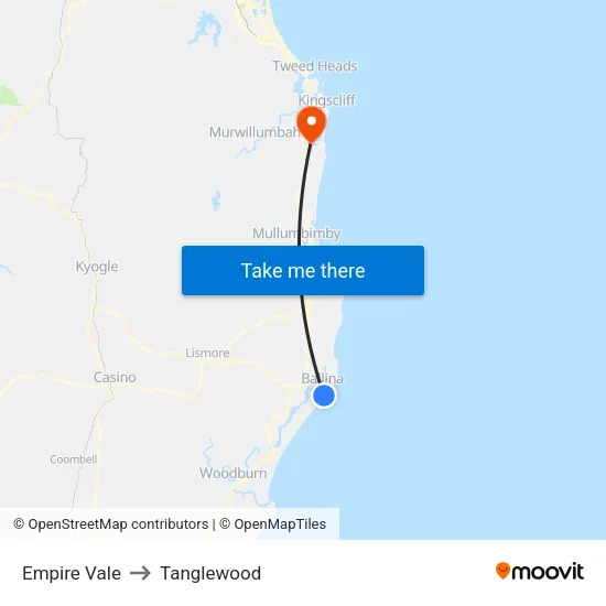 Empire Vale to Tanglewood map