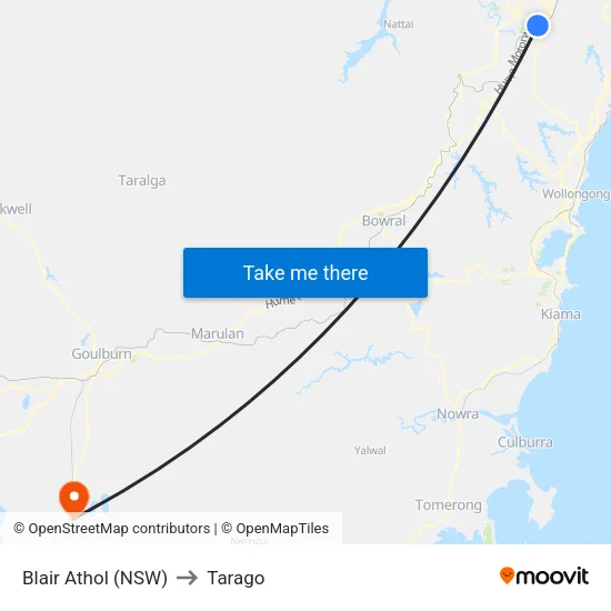 Blair Athol (NSW) to Tarago map