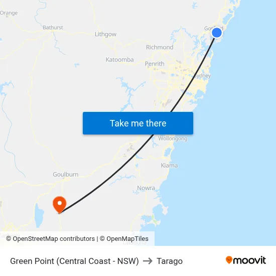 Green Point (Central Coast - NSW) to Tarago map