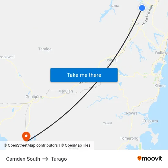 Camden South to Tarago map