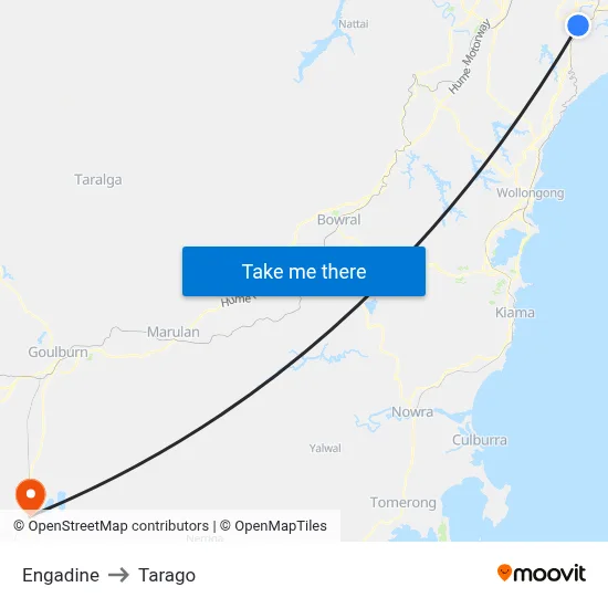 Engadine to Tarago map