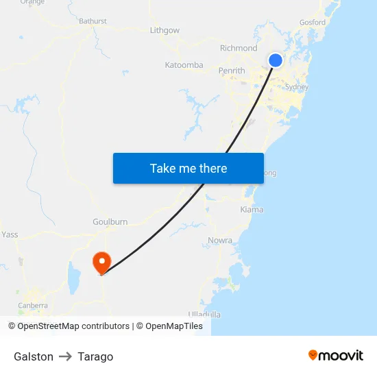 Galston to Tarago map