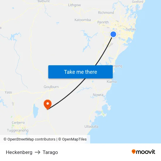 Heckenberg to Tarago map