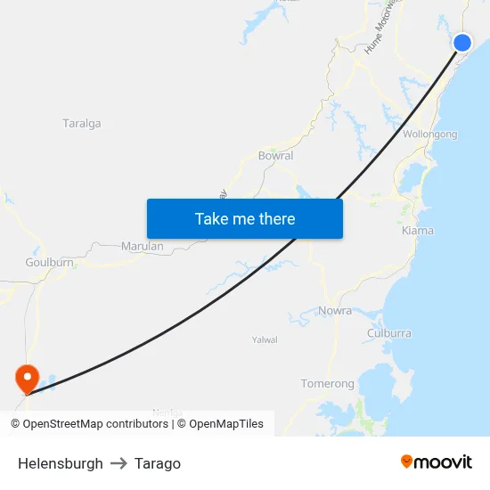 Helensburgh to Tarago map