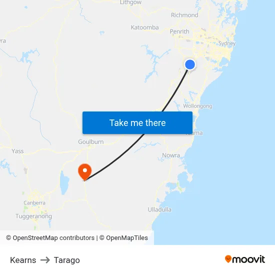 Kearns to Tarago map