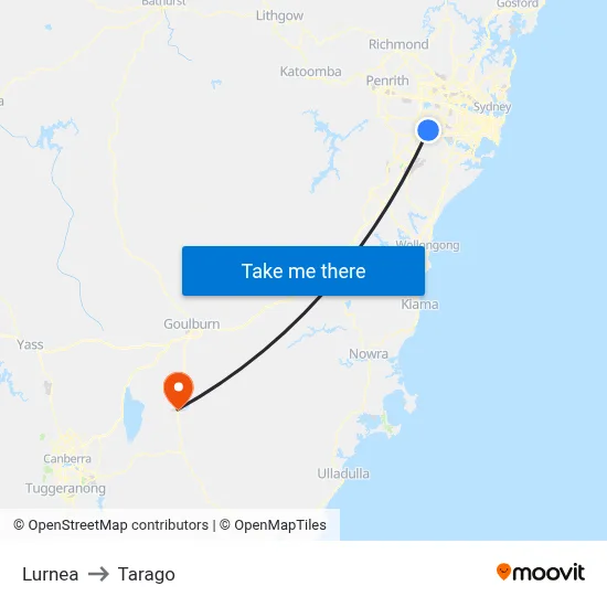 Lurnea to Tarago map
