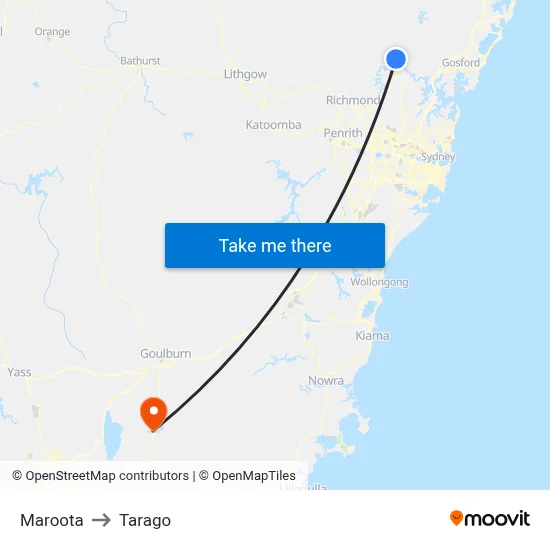 Maroota to Tarago map