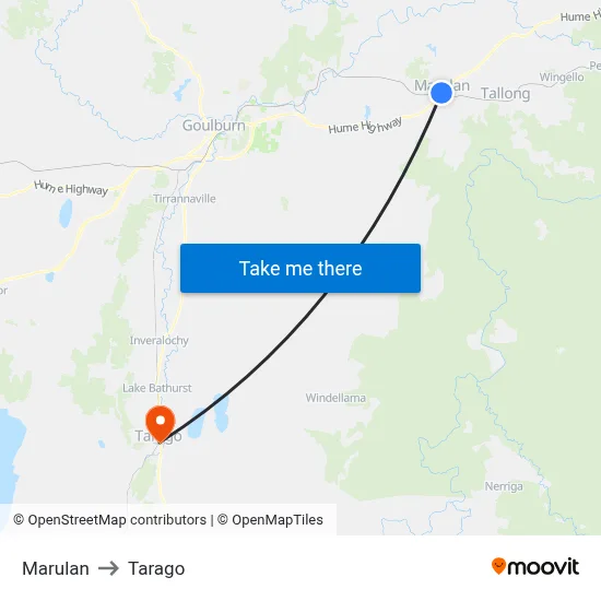 Marulan to Tarago map